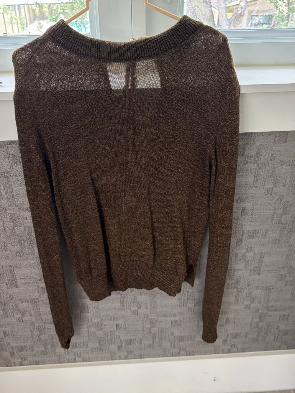 Mango Suit Metallic Brown Lightweight Knit Sweater – Size Large